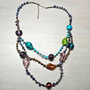 Gemstone And Bead Layered Necklace
